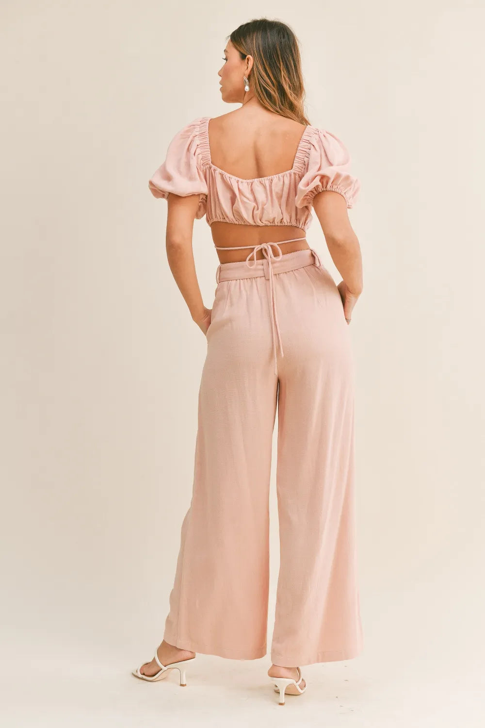 Back view of the complete two-piece outfit showing the full design.