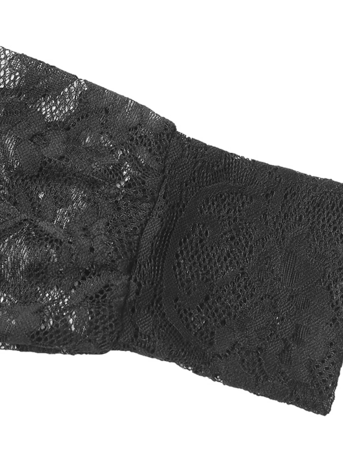 Flat lay of lace long sleeve V-neck bodysuit 2