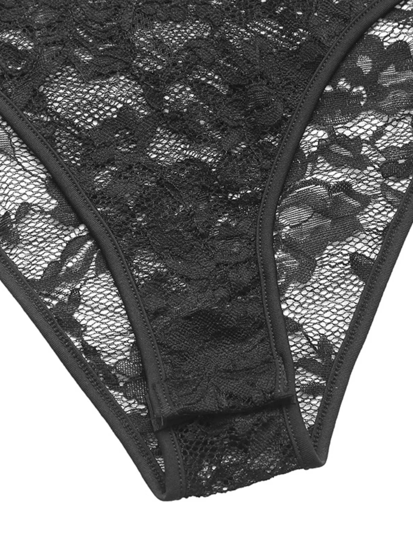 Flat lay of lace long sleeve V-neck bodysuit - Imperio by Johana