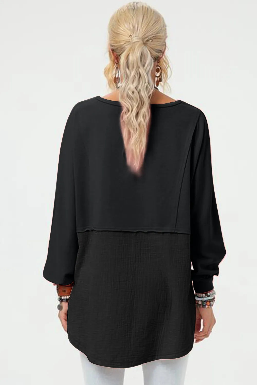 Black asymmetrical hem back view – Imperio by Johana