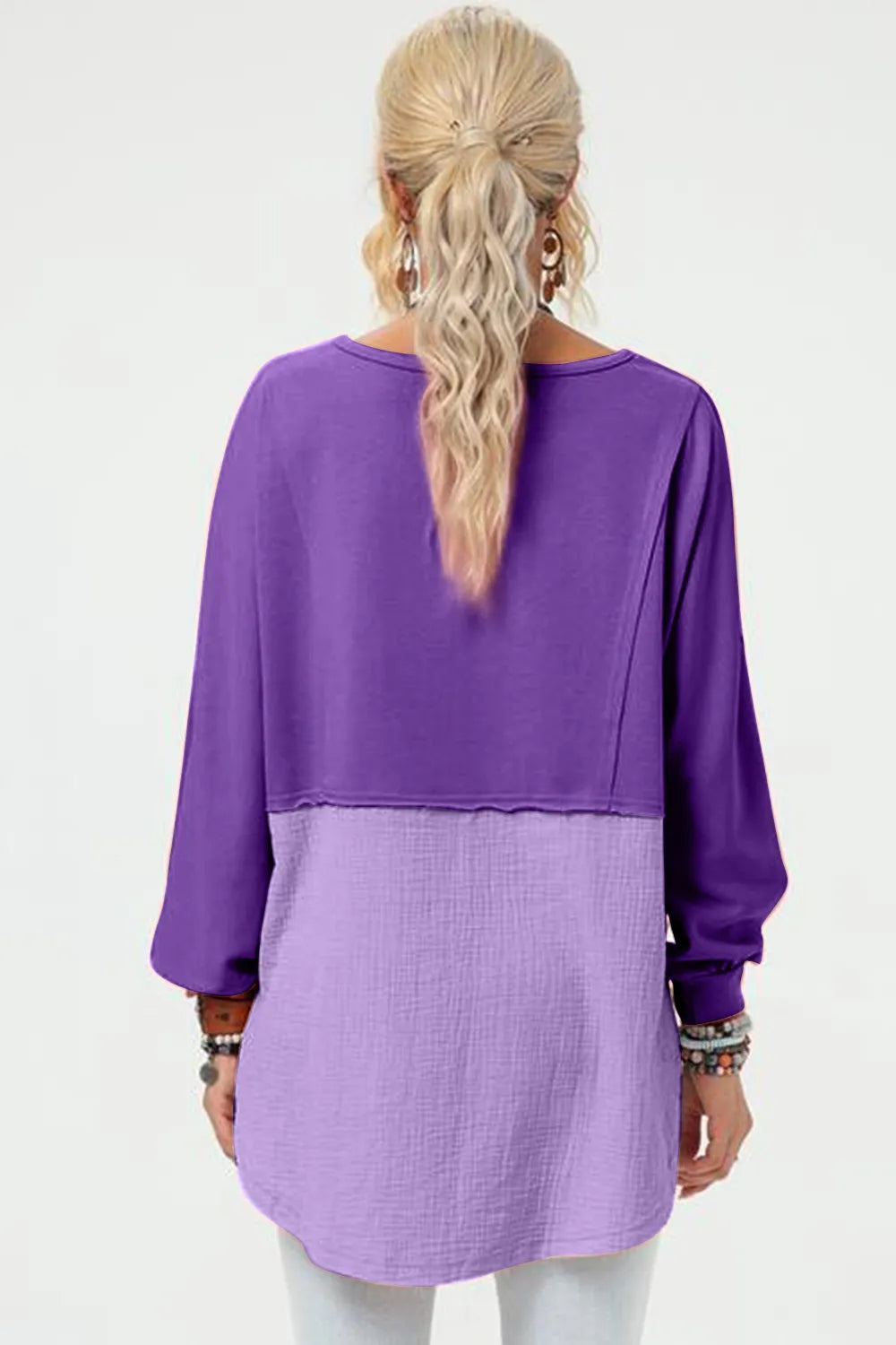 Purple asymmetrical hem back view – Imperio by Johana